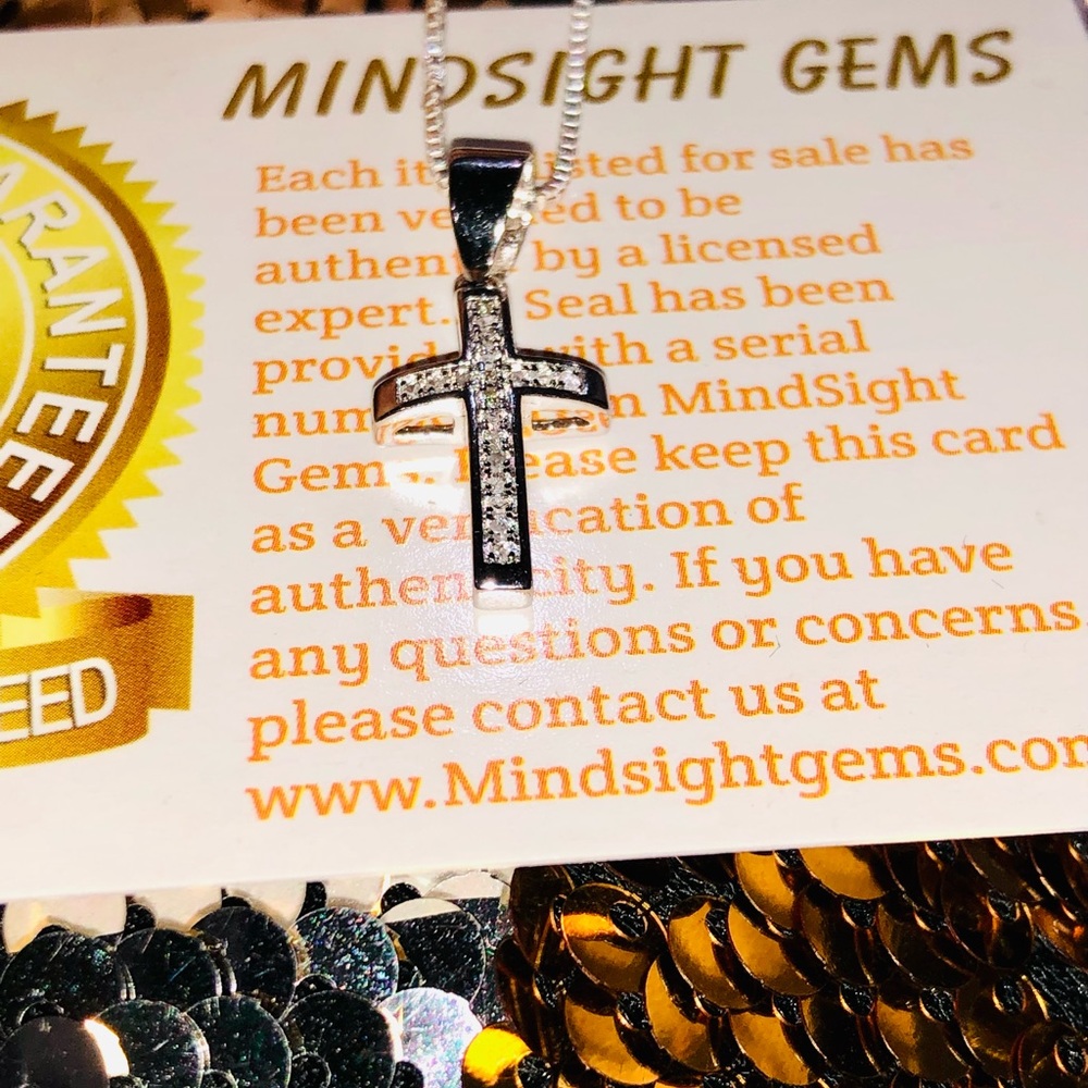 Natural Genuine Real Diamond Cross pendant w/ free chain HUGE CHRISTMAS SALE WOW - Picture 5 of 8